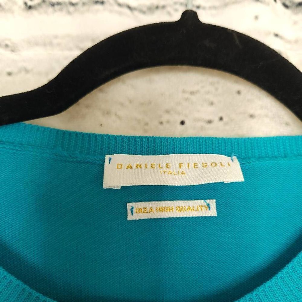 Daniele Fiesoli Crewneck Pullover Long Sleeve Cotton Sweater Blue Green Teal XL - Picture 9 of 11